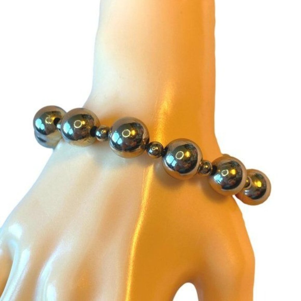 Vintage Monet Silver Bead Bracelet